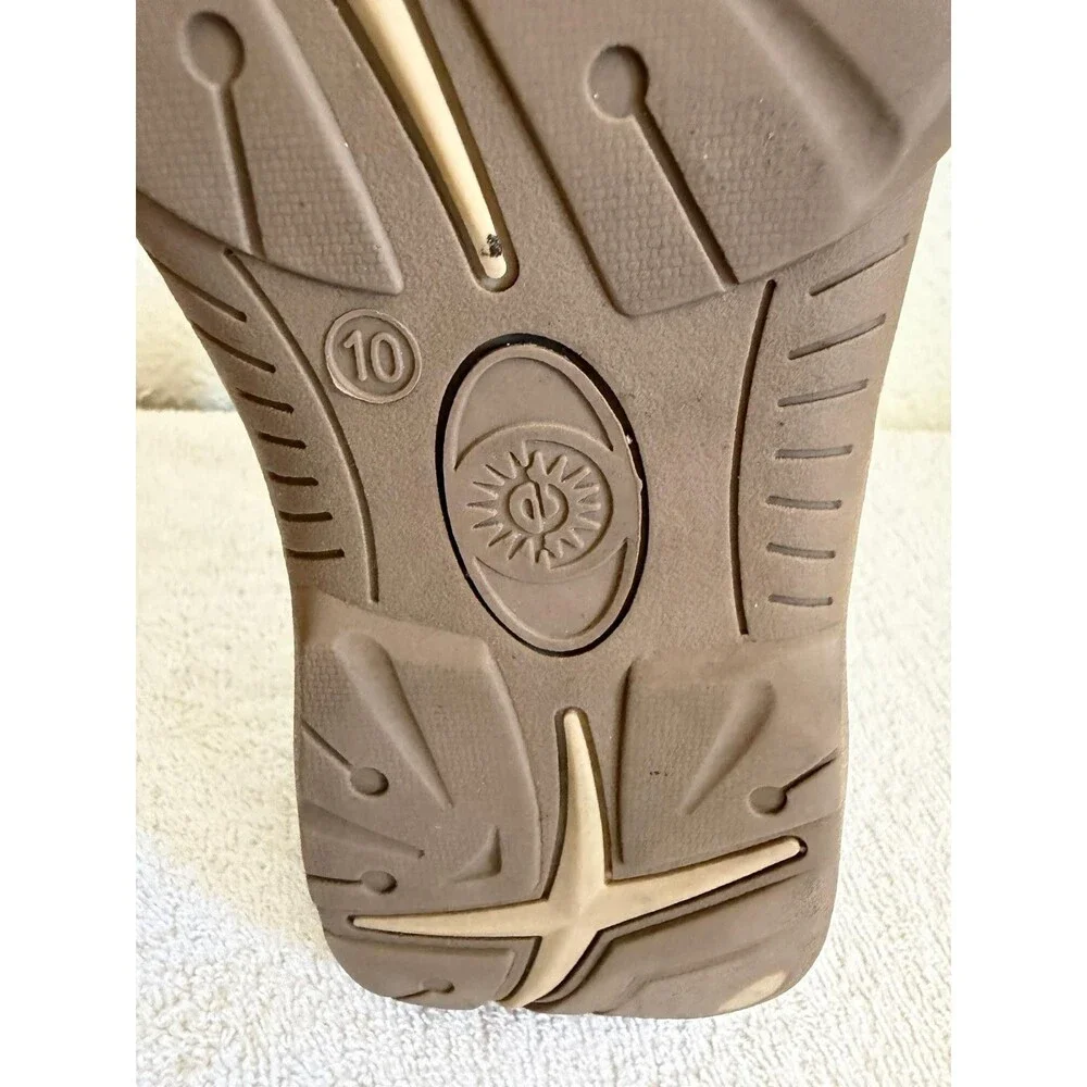 Earth Spirit Women's Brown Suede Velkro Strap Sandals Gelron Cushion Size 10